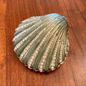 Clam Shell Mermaid Jewelry Trinket Box with Rhinestones